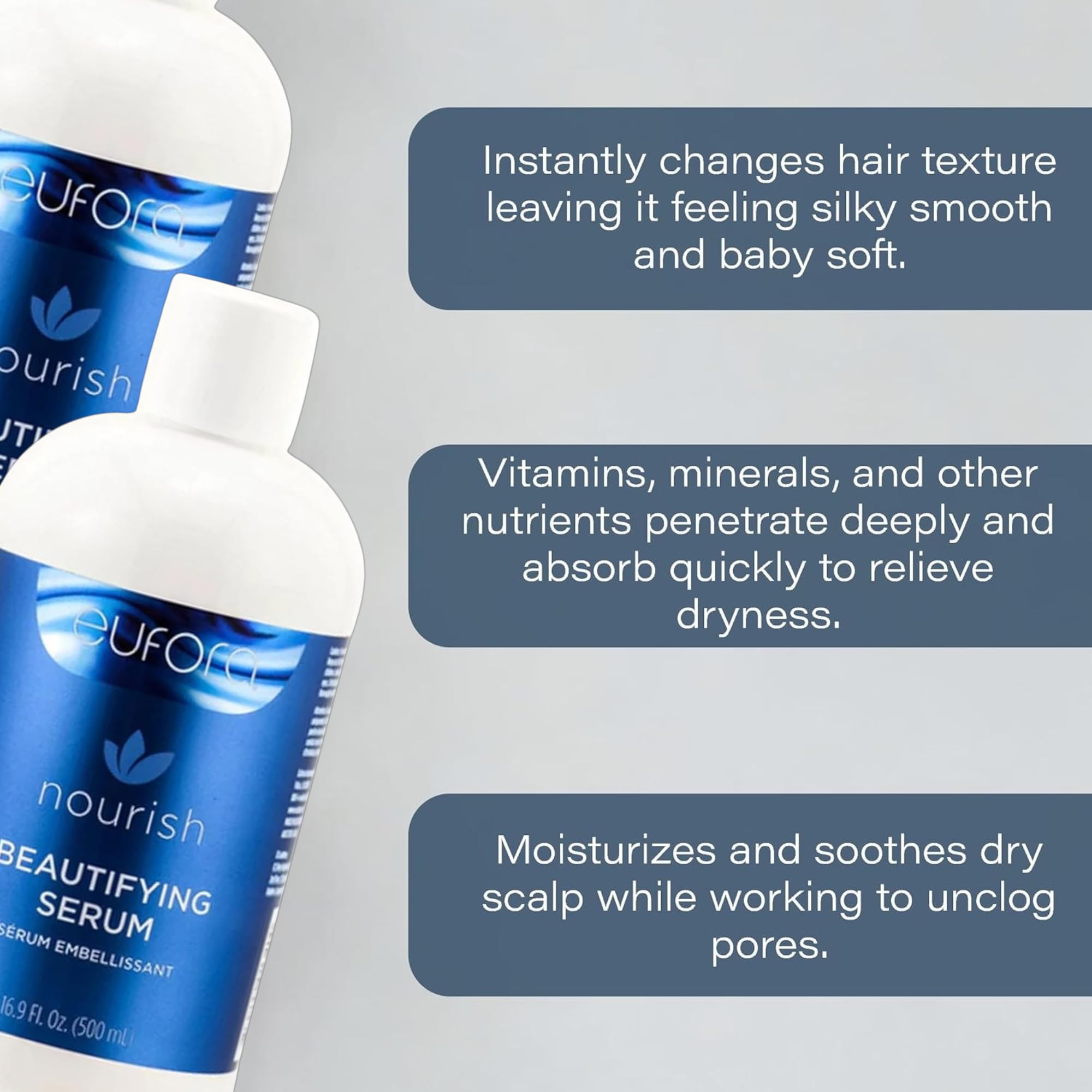 Eufora Beautifying Serum Nourishing Treatment Oil – Lightweight Frizz Control, 16.9 oz