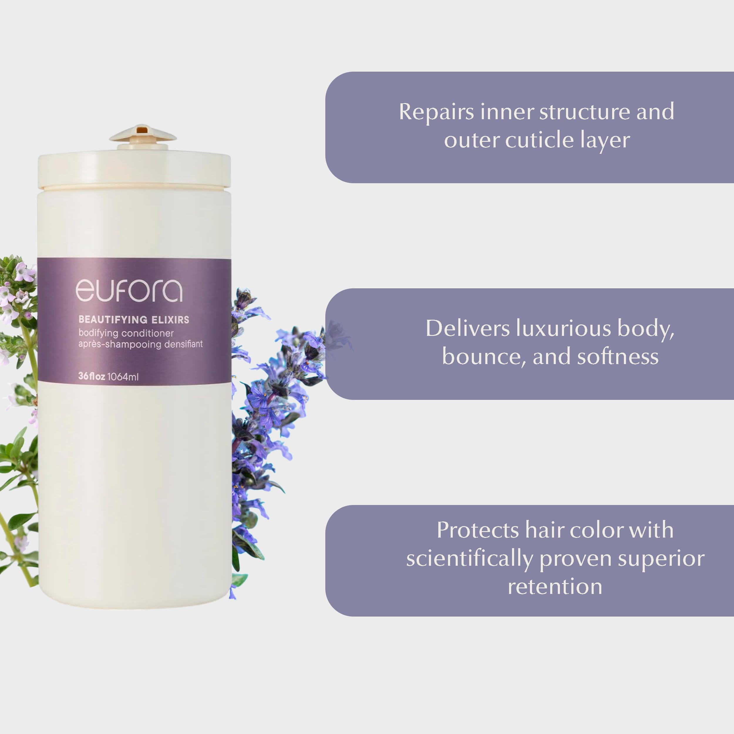 Eufora Beautifying Elixirs Bodifying Conditioner 36 Oz – Color Care, Shine & UV Protection