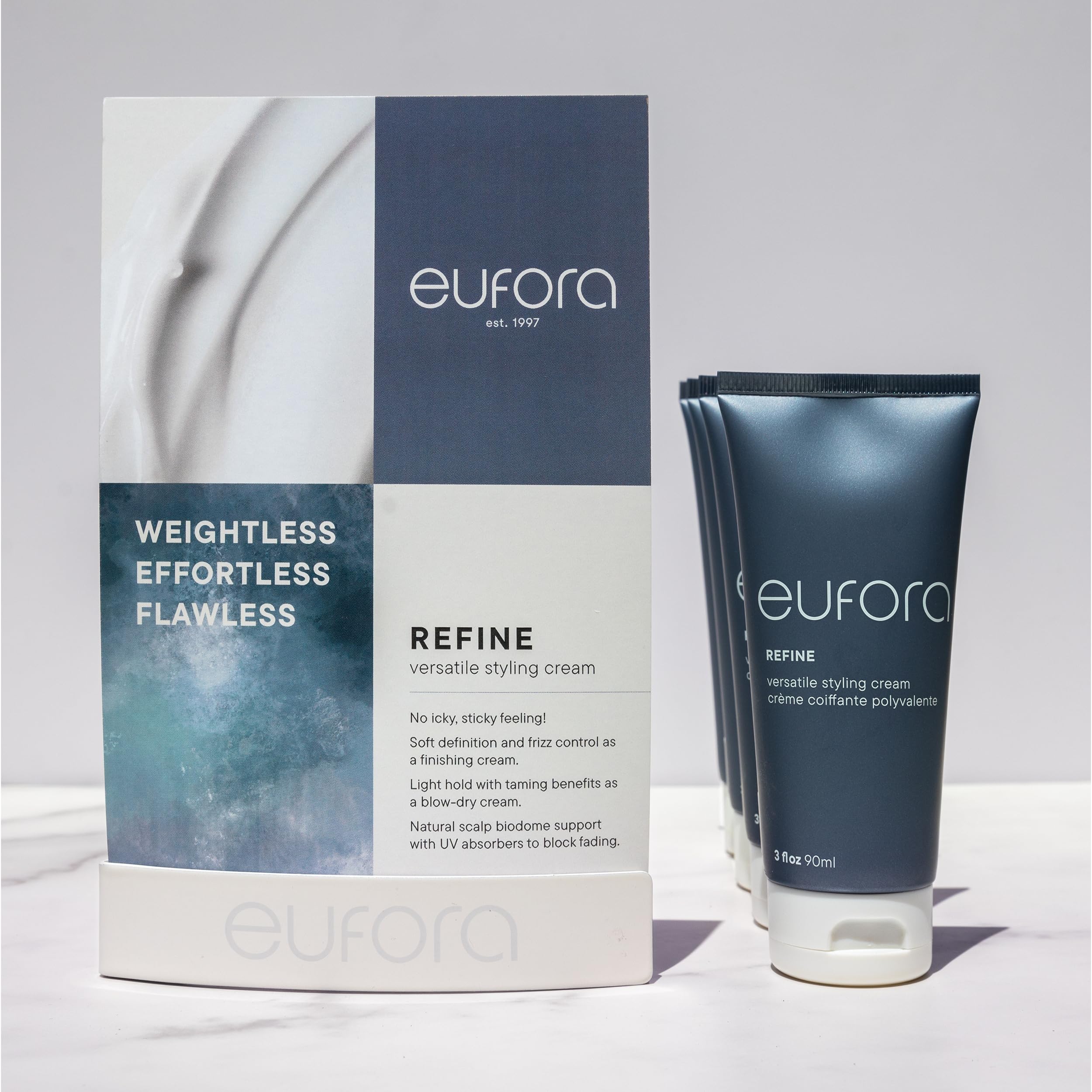 Eufora Refine Versatile Styling Cream 3oz – Lightweight Hold, Frizz & UV Defense