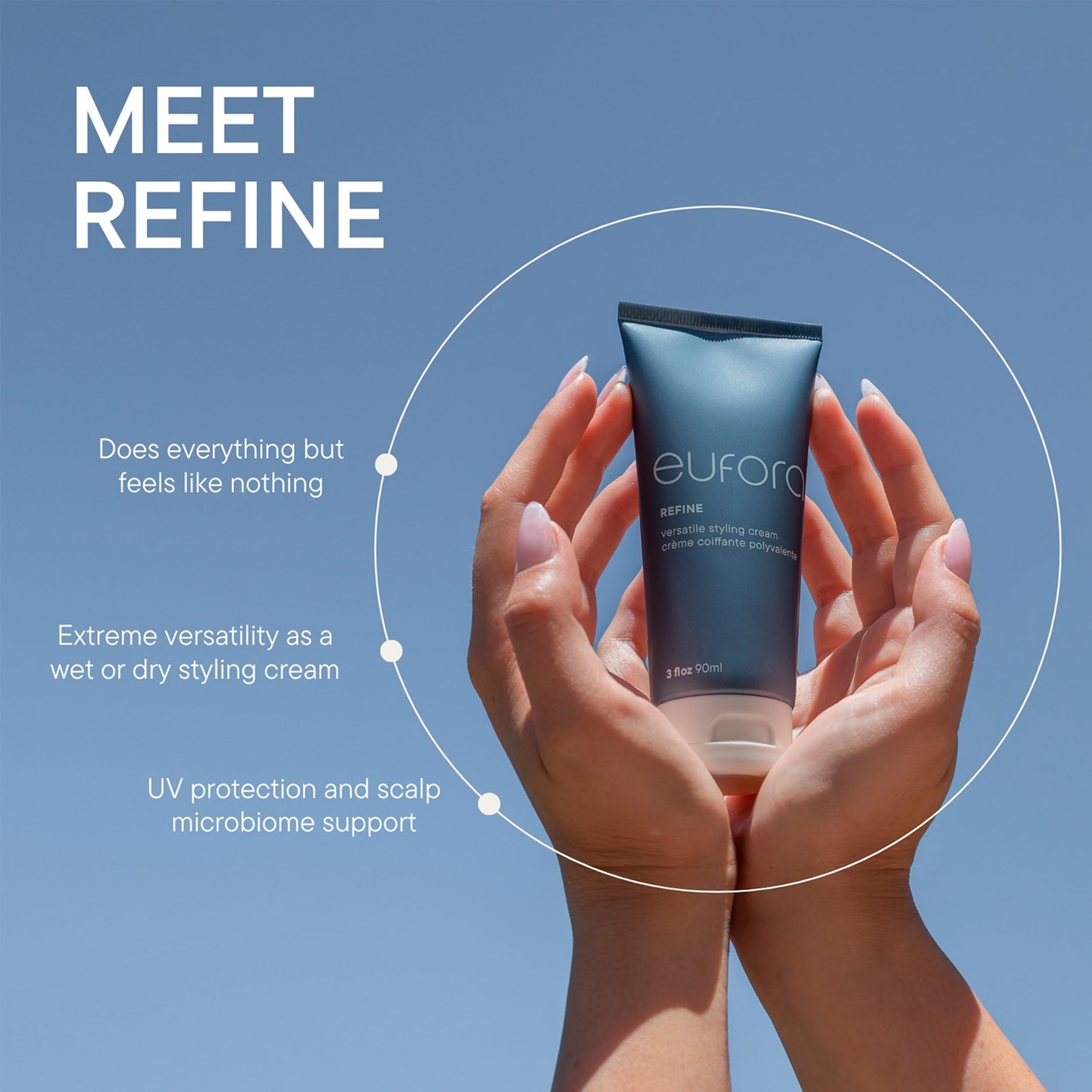 Eufora Refine Versatile Styling Cream 3oz – Lightweight Hold, Frizz & UV Defense