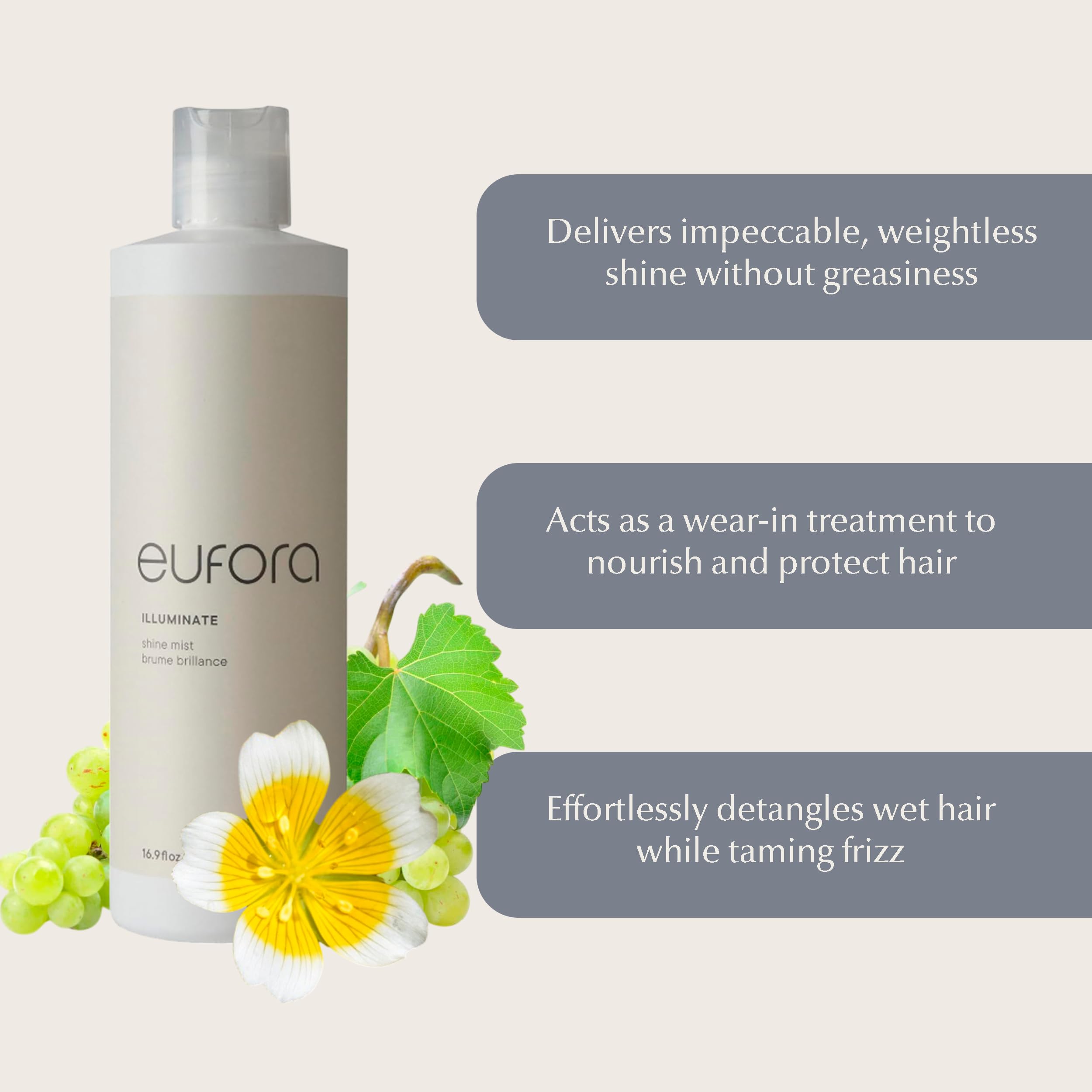 Eufora Shine Mist Spray ILLUMINATE 16.9 oz – Weightless Gloss & Frizz Control