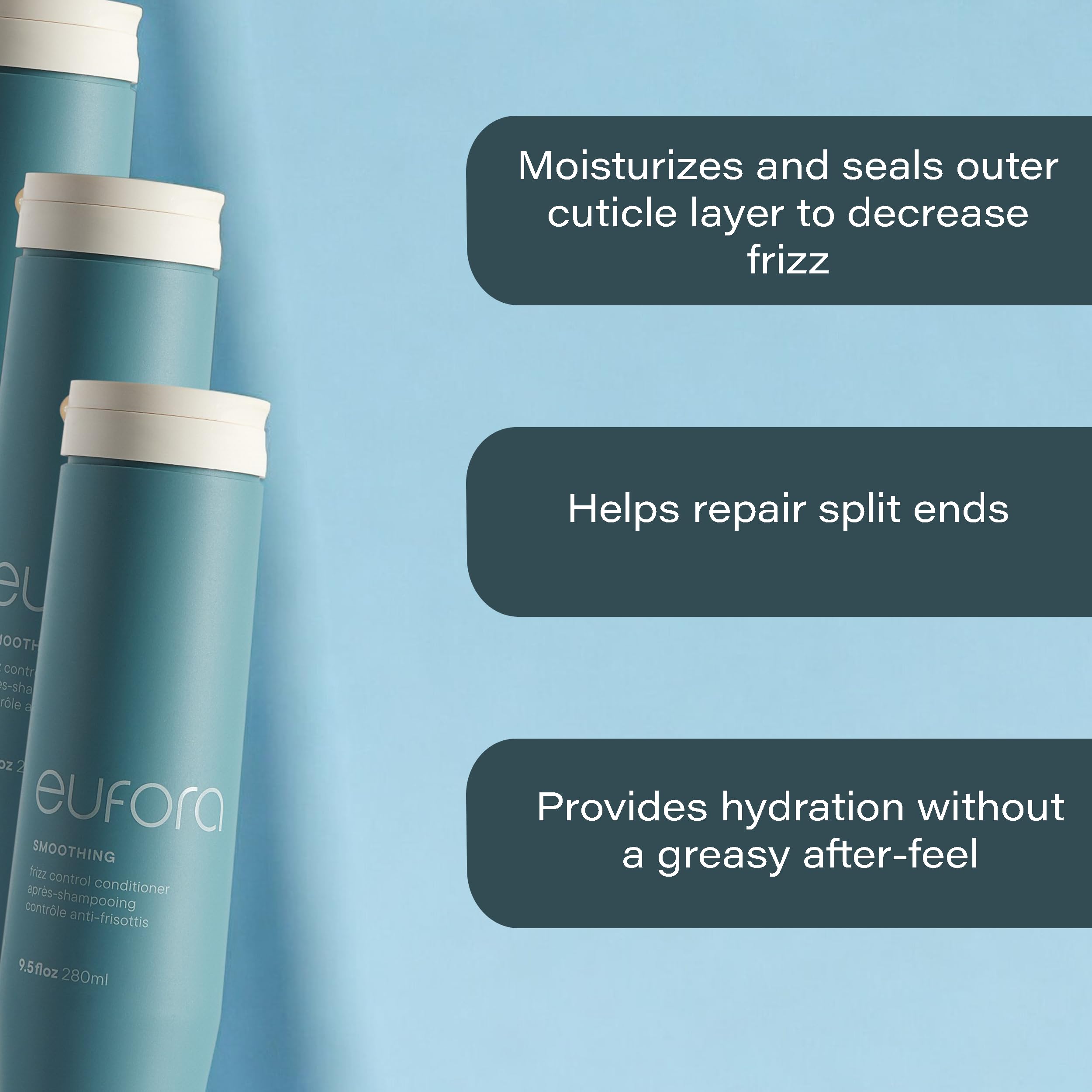 Eufora Smoothing Frizz Control Conditioner – 9.5 oz | Frizz & Humidity Defense for Curly Hair