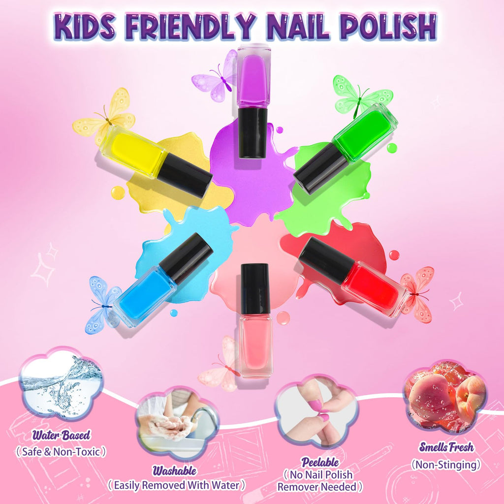EULRGAUS Kids Nail Polish Set – 14-Piece Nail Art Kit with Dryer | Non-Toxic for Girls 6–12