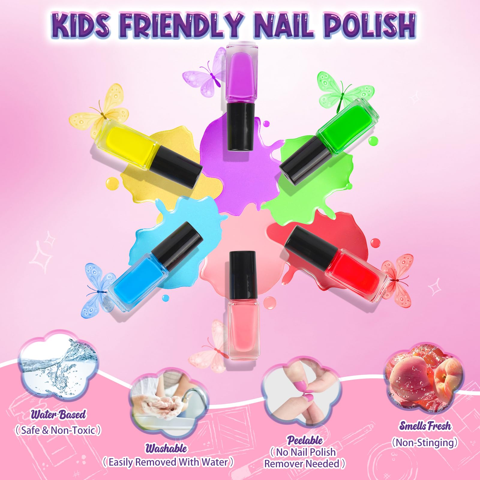 EULRGAUS Kids Nail Polish Set – 14-Piece Nail Art Kit with Dryer | Non-Toxic for Girls 6–12