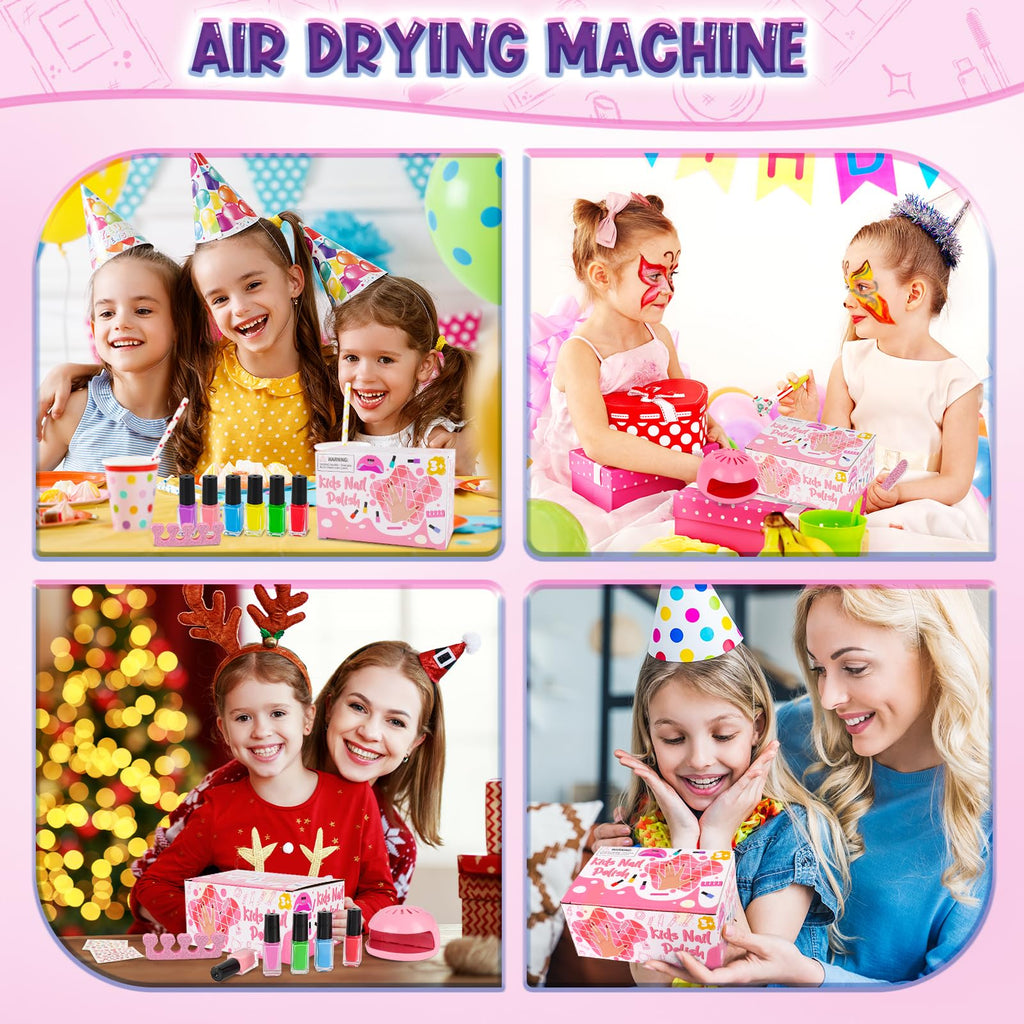 EULRGAUS Kids Nail Polish Set – 14-Piece Nail Art Kit with Dryer | Non-Toxic for Girls 6–12