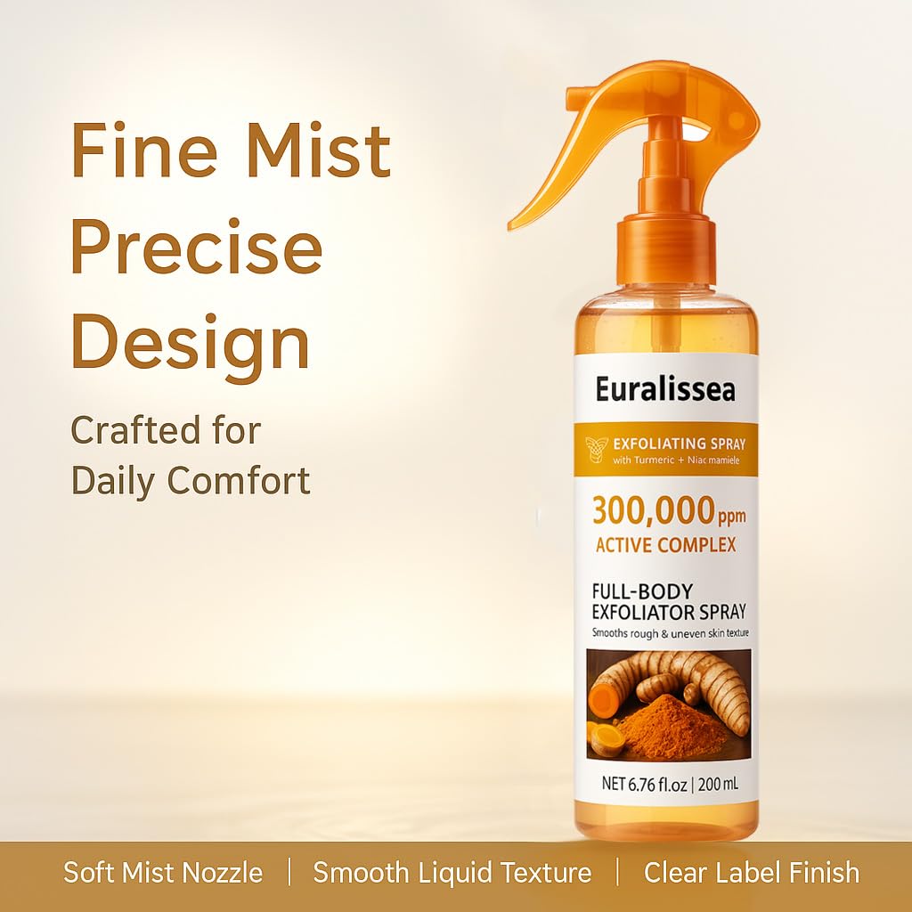 Euralissea Peel Shot Turmeric Mist – Botanical Exfoliating Spray for Face & Body, 200mL