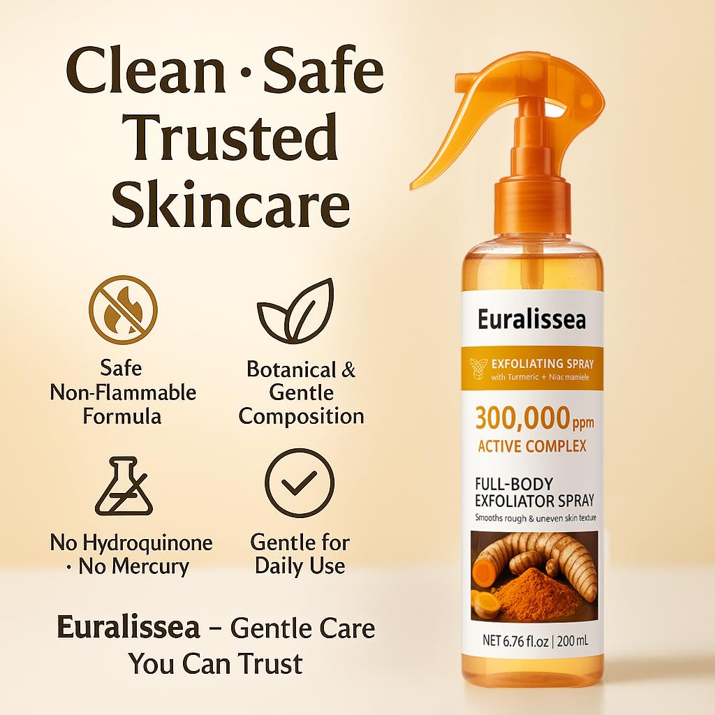 Euralissea Peel Shot Turmeric Mist – Botanical Exfoliating Spray for Face & Body, 200mL