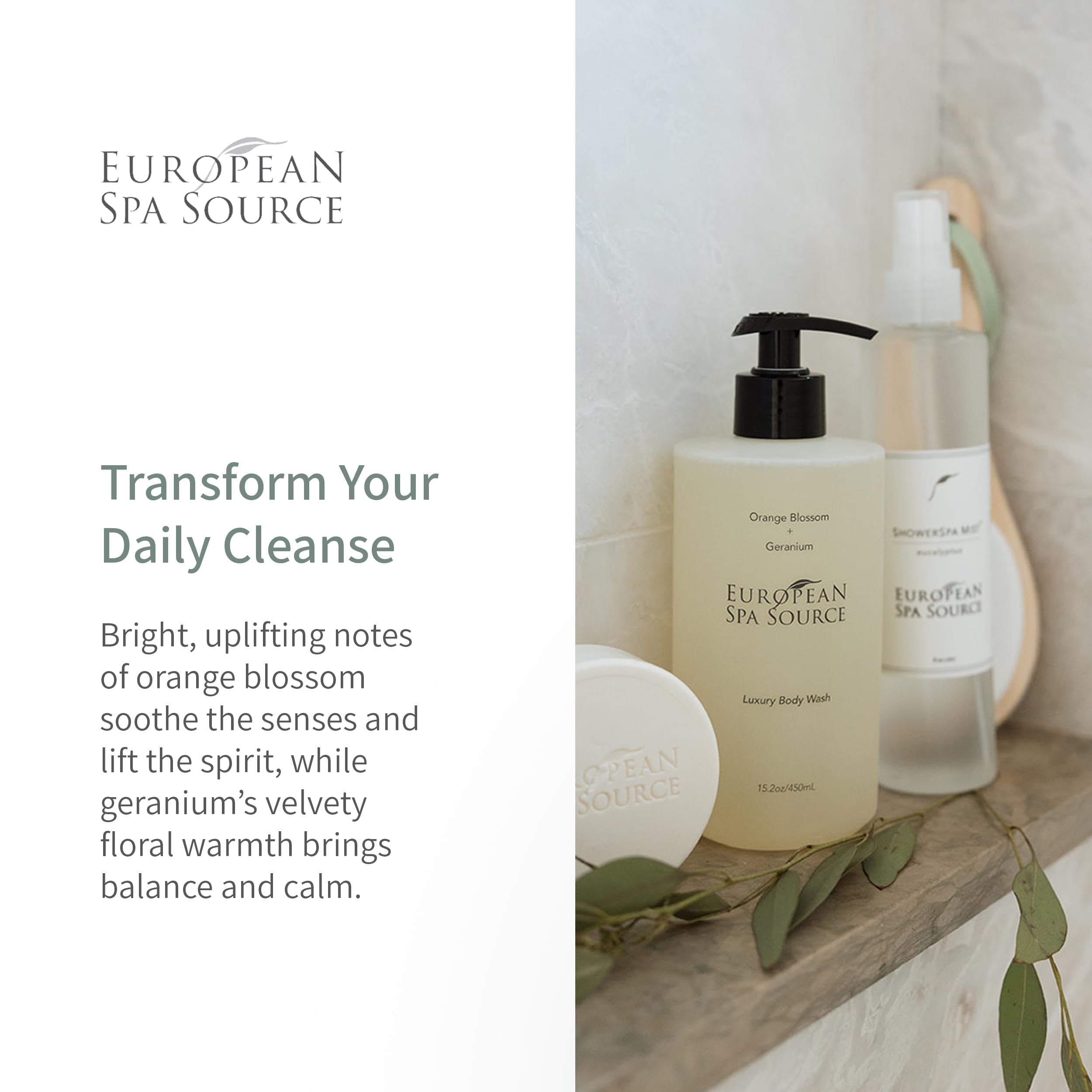 European Spa Source Luxury Body Wash – Orange Blossom & Geranium, 22 fl oz