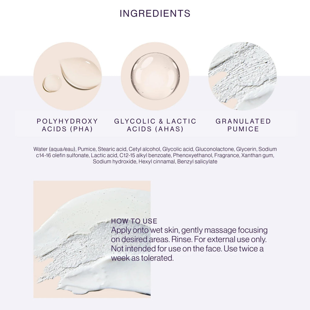 European Wax Center Get Smooth Skin Clearing Body Polish – Exfoliating Scrub with PHA, Glycolic & Lactic Acid