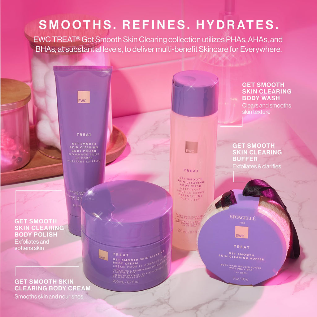 European Wax Center Get Smooth Skin Clearing Body Polish – Exfoliating Scrub with PHA, Glycolic & Lactic Acid
