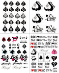 EUYF 4 Sheets BBC Queen of Spades Temporary Tattoos – 81 Designs