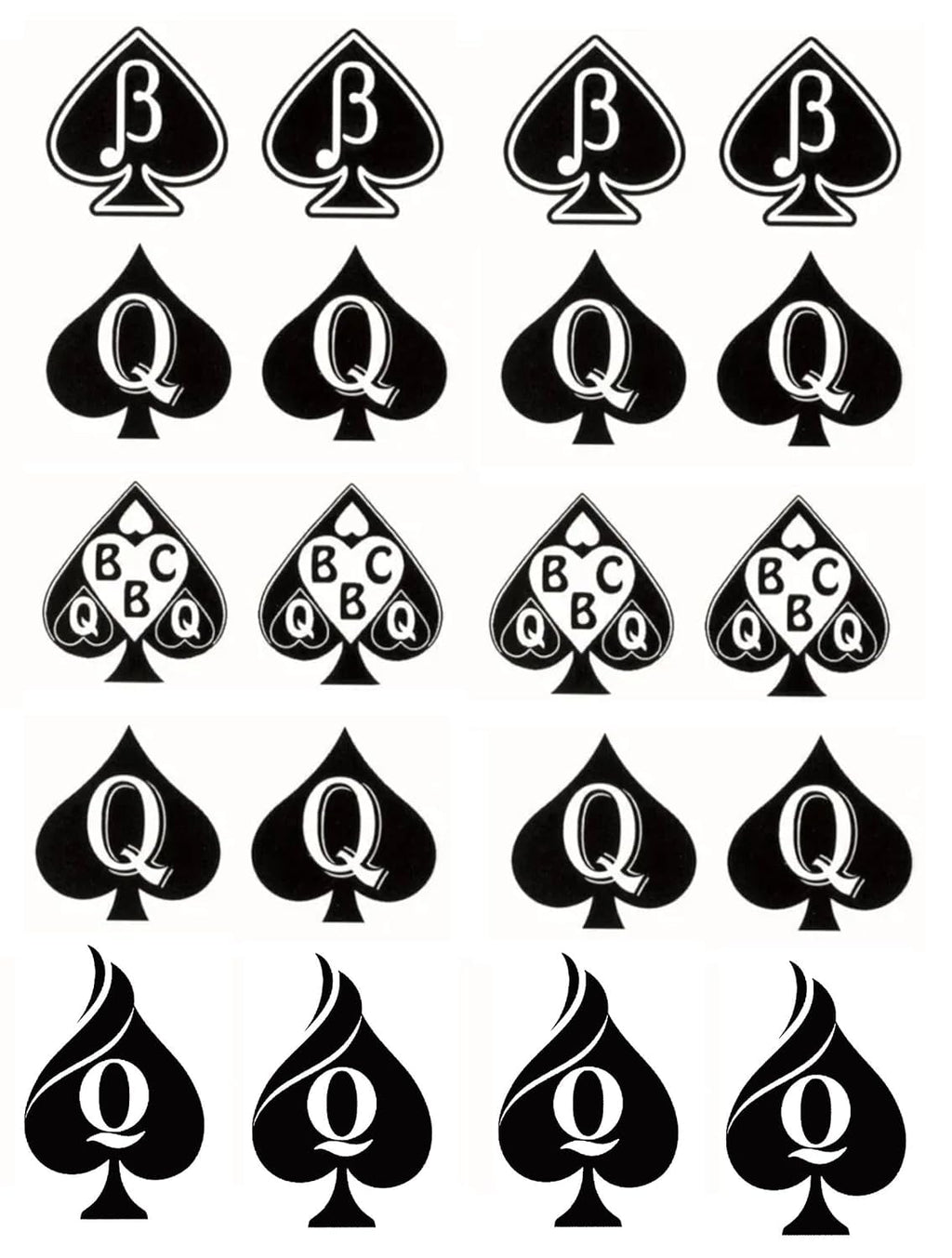 EUYF 4 Sheets BBC Queen of Spades Temporary Tattoos – 81 Designs