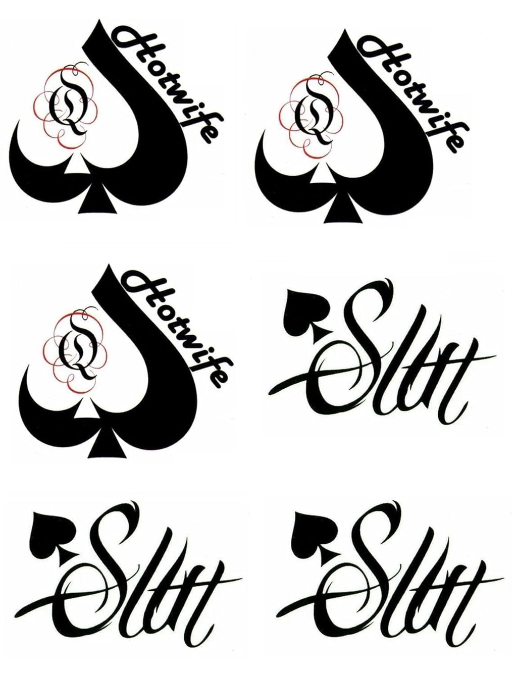 EUYF 4 Sheets BBC Queen of Spades Temporary Tattoos – 81 Designs