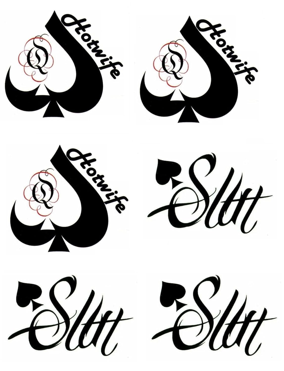 EUYF 4 Sheets BBC Queen of Spades Temporary Tattoos – 81 Designs