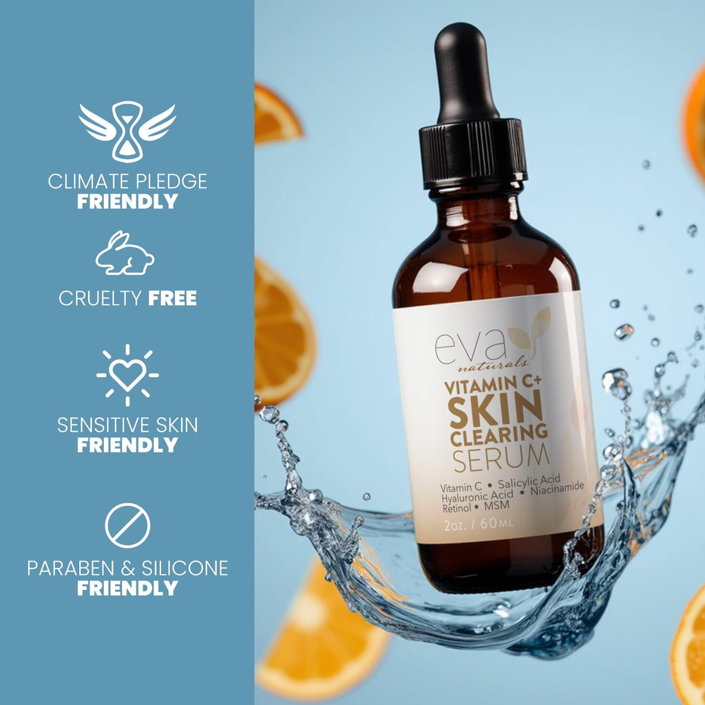 Eva Naturals Vitamin C Serum with Retinol & Salicylic Acid — Acne Clarity & Even Tone, 2 Fl Oz