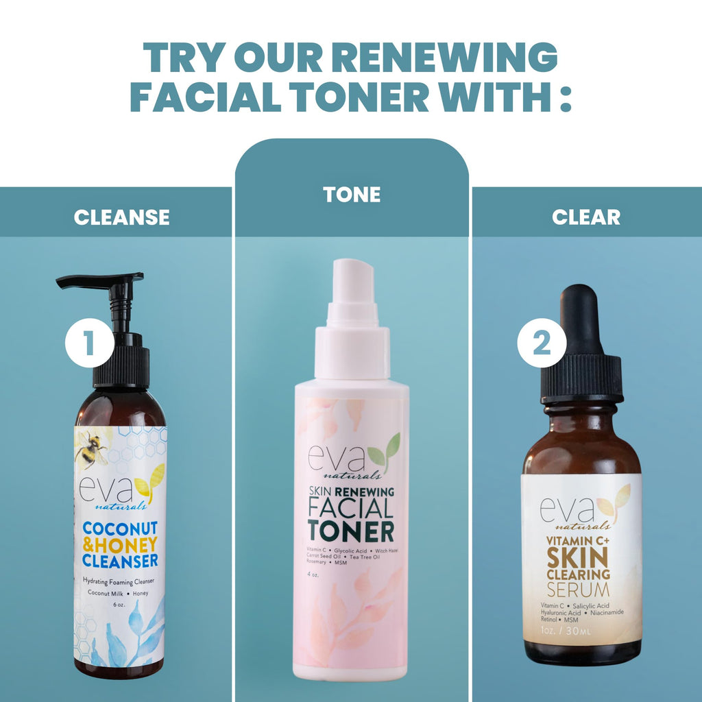 Eva Naturals Witch Hazel Toner – Hydrating & Clarifying with Glycolic Acid, Vitamin C, Aloe | Pore Refining Face Mist
