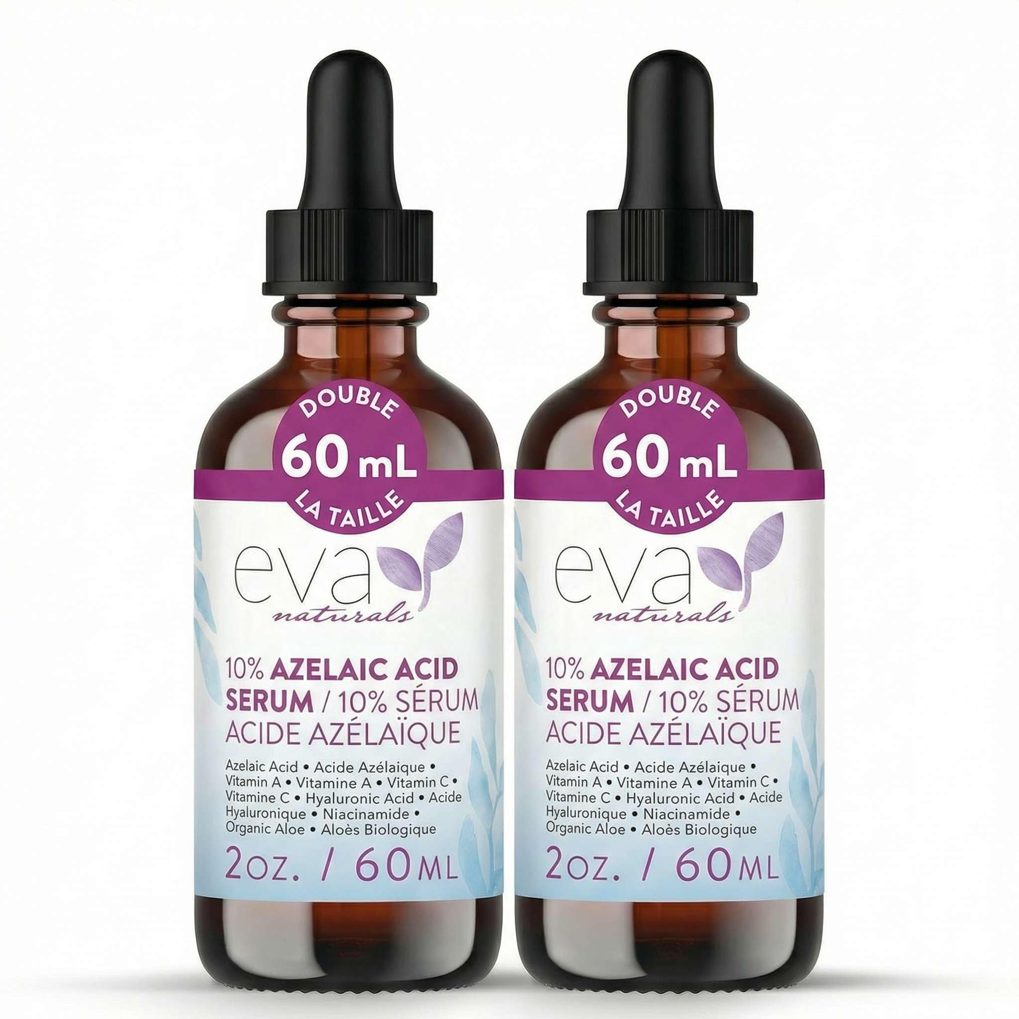 Eva Naturals Azelaic Acid 10% Serum – 2 oz (2 Pack) with Niacinamide & Hyaluronic Acid | Lightweight Facial Serum