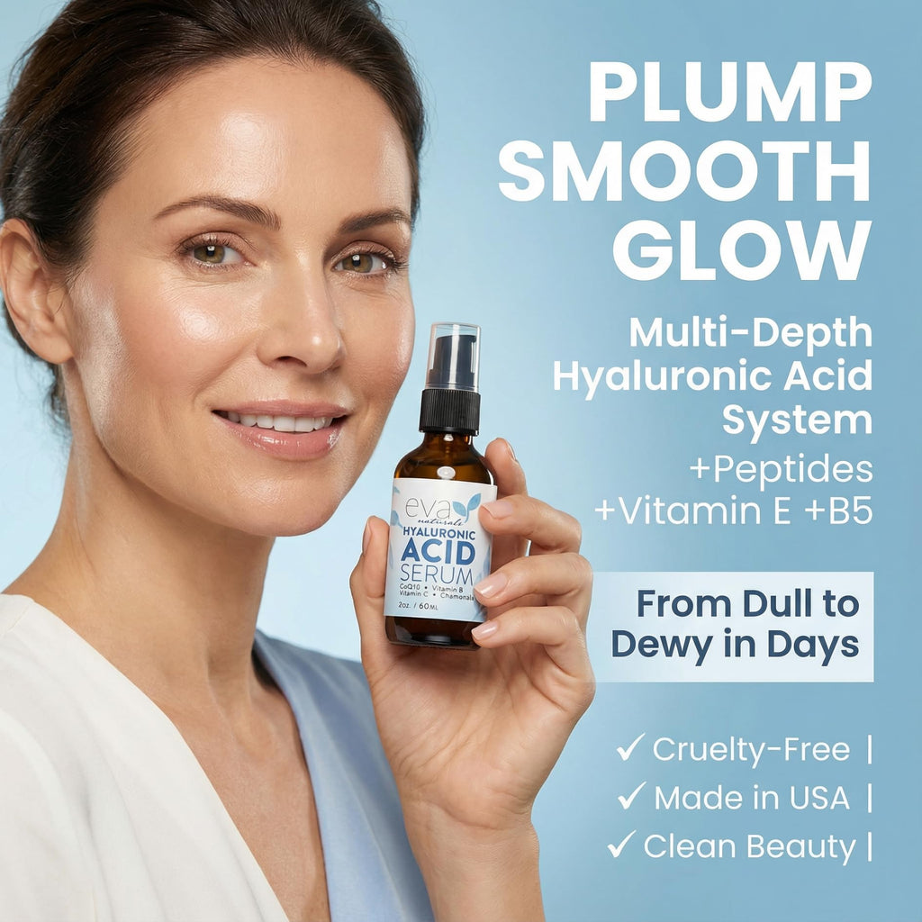 Eva Naturals Hyaluronic Acid Serum – Ultra Hydrating, Non-Greasy Face Serum