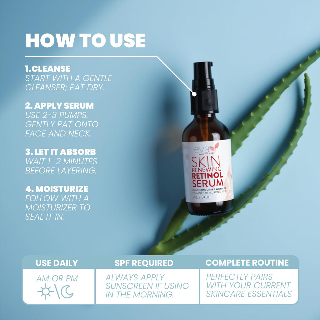 Eva Naturals Retinol Serum with Hyaluronic Acid & Vitamin E — Anti-Aging Night Serum