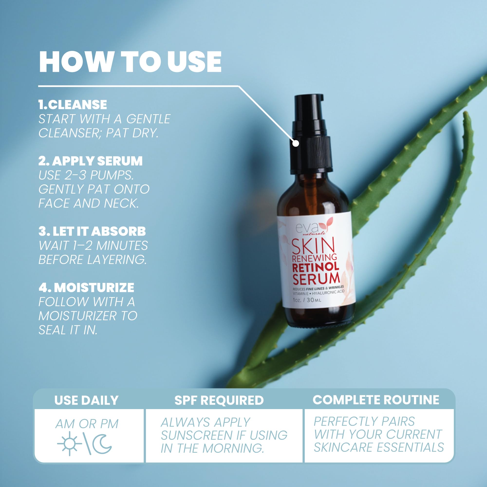 Eva Naturals Retinol Serum with Hyaluronic Acid & Vitamin E — Anti-Aging Night Serum