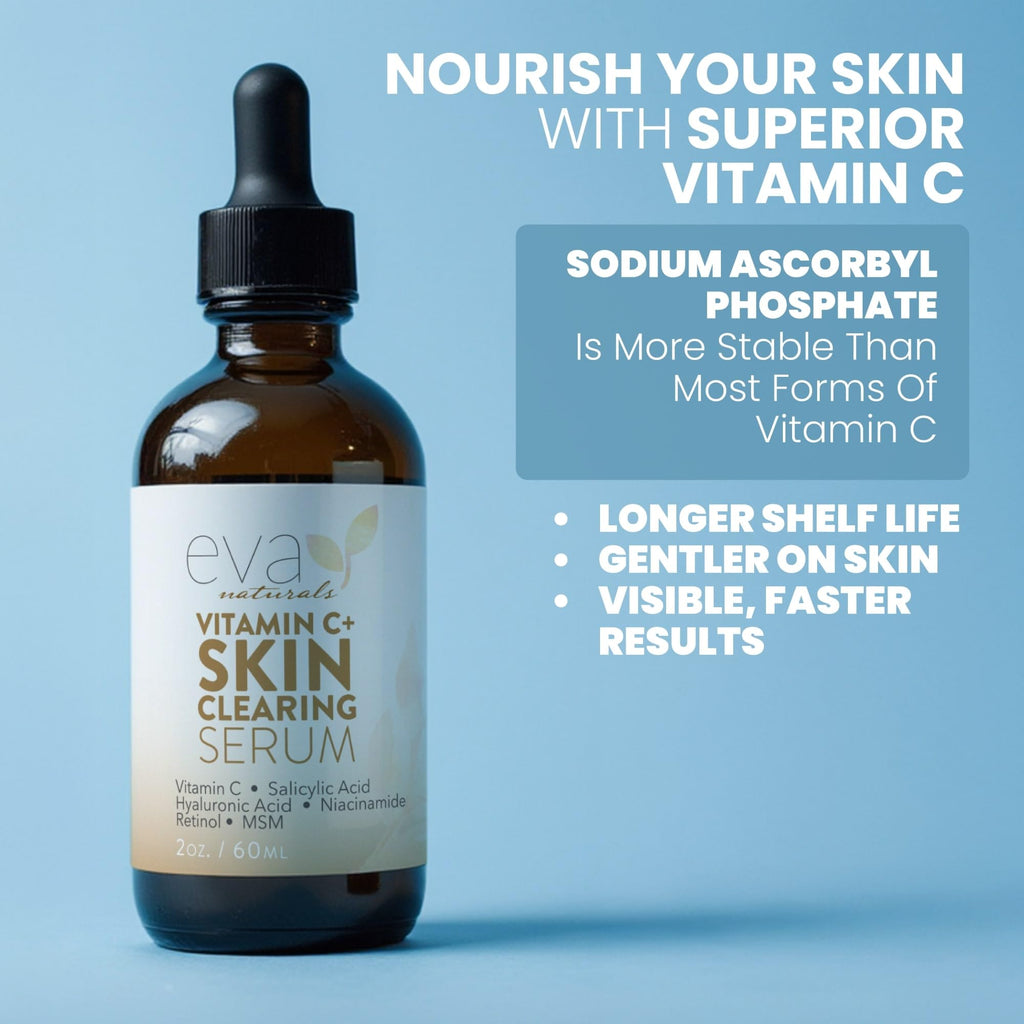 Eva Naturals Vitamin C Serum with Retinol & Salicylic Acid — Acne Clarity & Even Tone, 2 Fl Oz