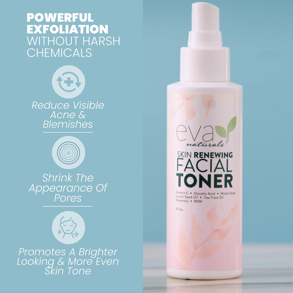Eva Naturals Witch Hazel Toner – Hydrating & Clarifying with Glycolic Acid, Vitamin C, Aloe | Pore Refining Face Mist