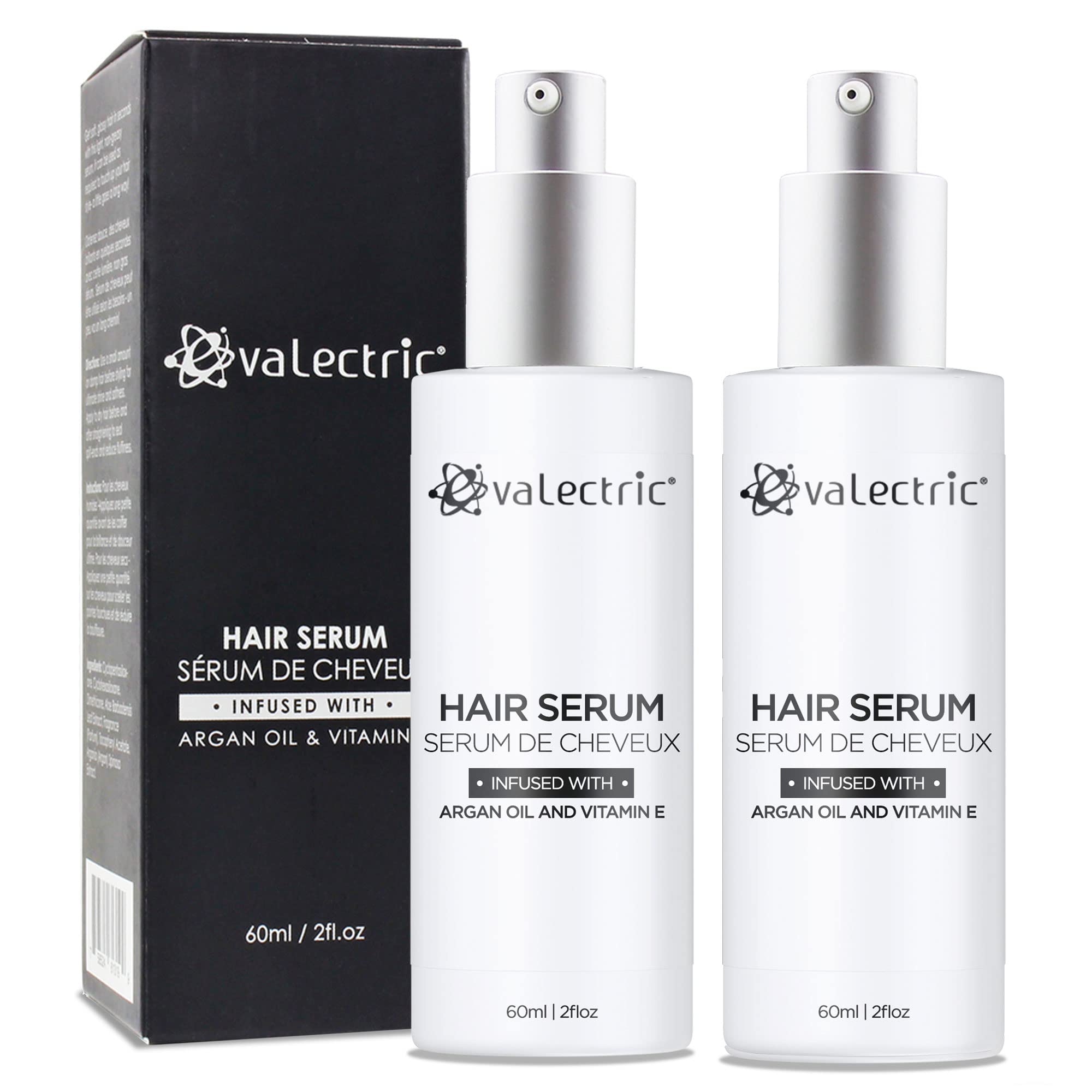 Evalectric Argan Oil Hair Serum – For Dry, Damaged, Curly or Frizzy Hair (2 × 2 fl oz)