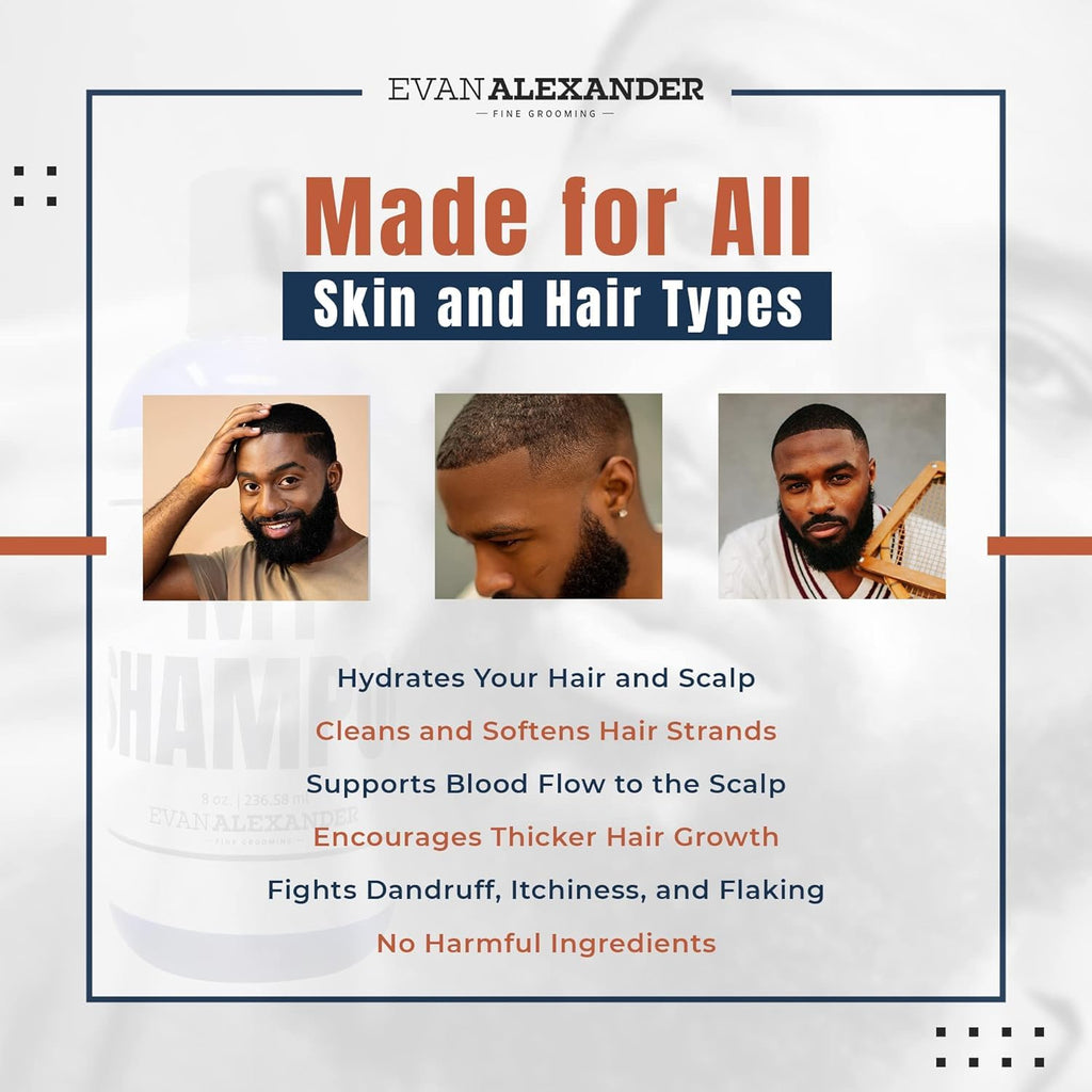 Evan Alexander Grooming MY Shampoo – Nourishing Scalp Care with Peppermint & Tea Tree, 8 oz, Vegan