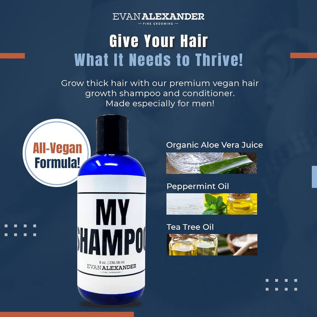 Evan Alexander Grooming MY Shampoo – Nourishing Scalp Care with Peppermint & Tea Tree, 8 oz, Vegan