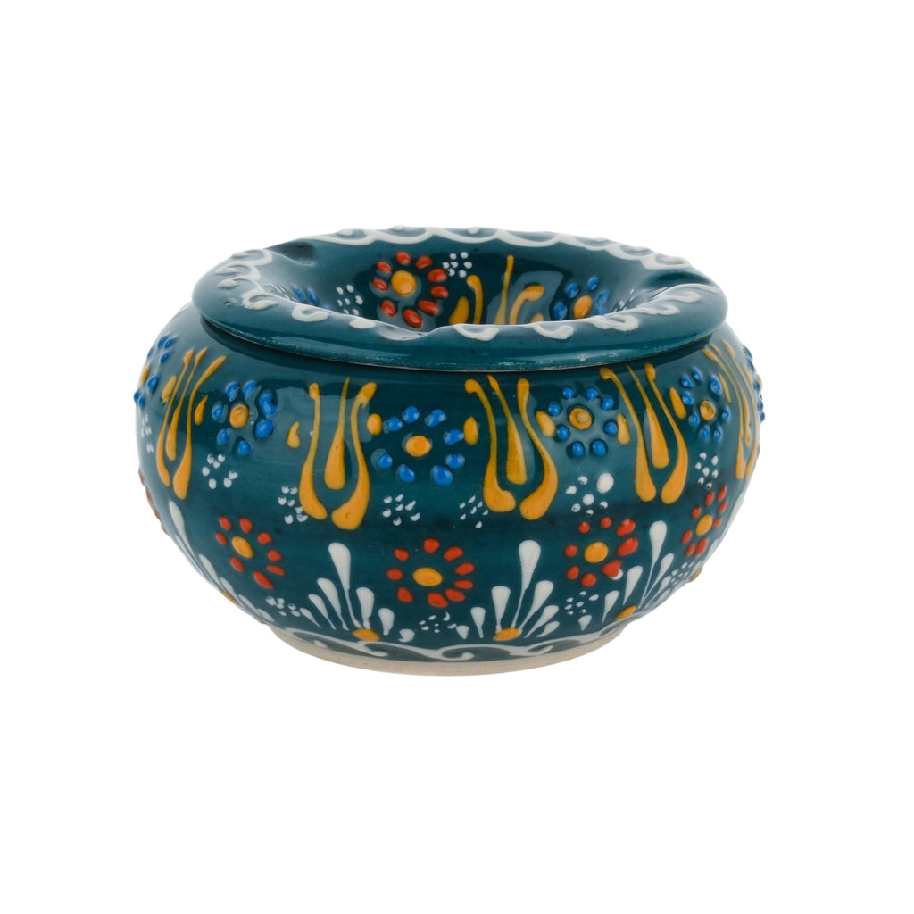 EVANILIFE Decorative Ceramic Jar with Windproof Lid - Handcrafted Turkish Colorful Jar (Dark Green)