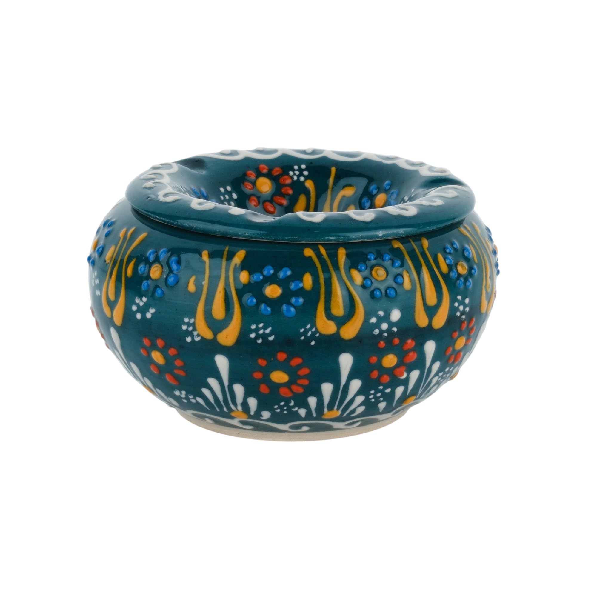 EVANILIFE Decorative Ceramic Jar with Windproof Lid - Handcrafted Turkish Colorful Jar (Dark Green)
