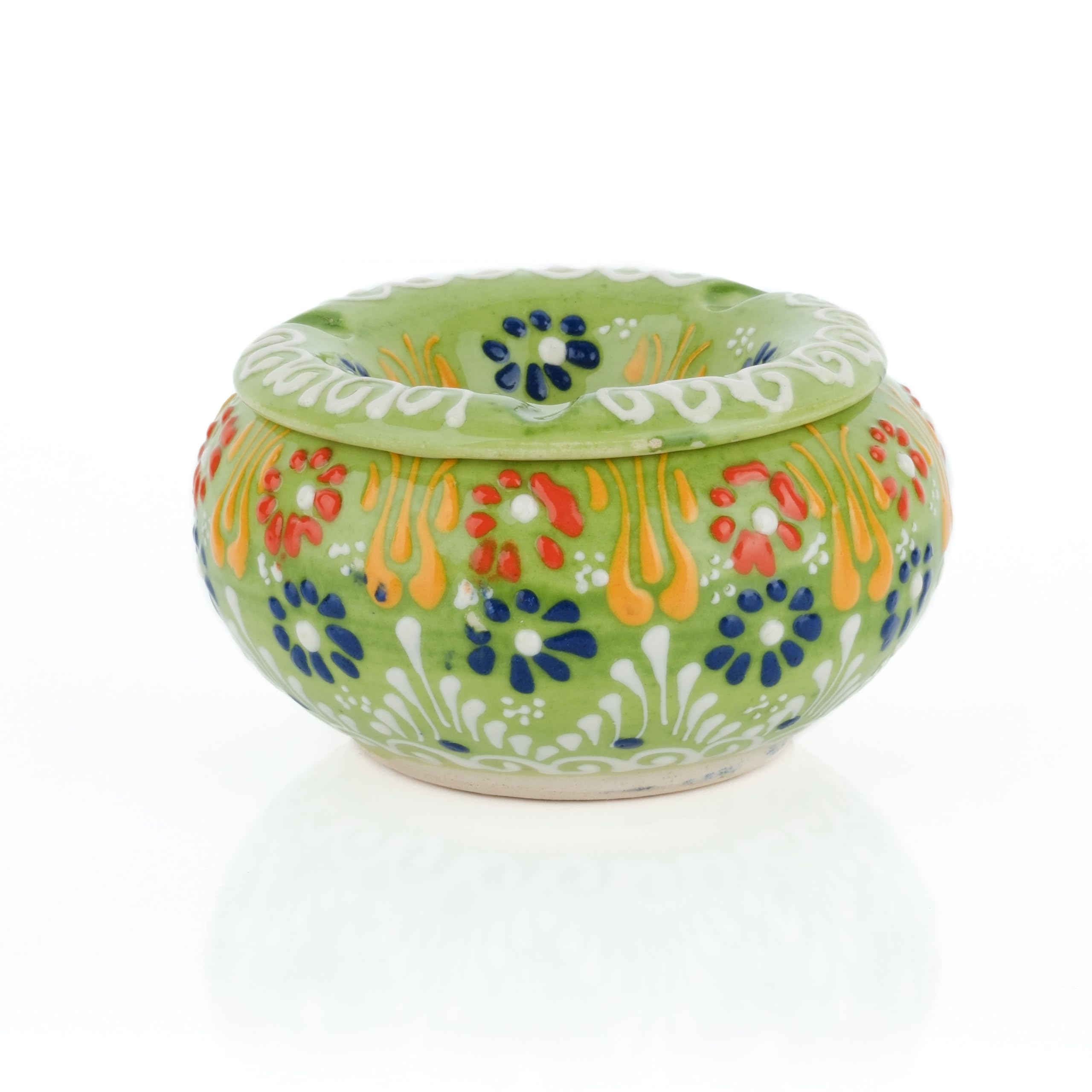 Evanilife Decorative Ceramic Jar – Windproof Lid, Lime Green, Handmade Turkish Home Decor