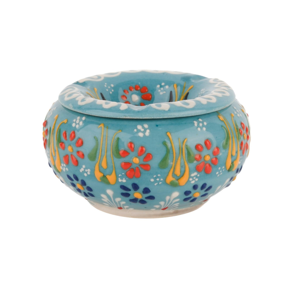 EVANILIFE Decorative Ceramic Jar with Turquoise Finish – Handmade Windproof Lid, Turkish Home Decor
