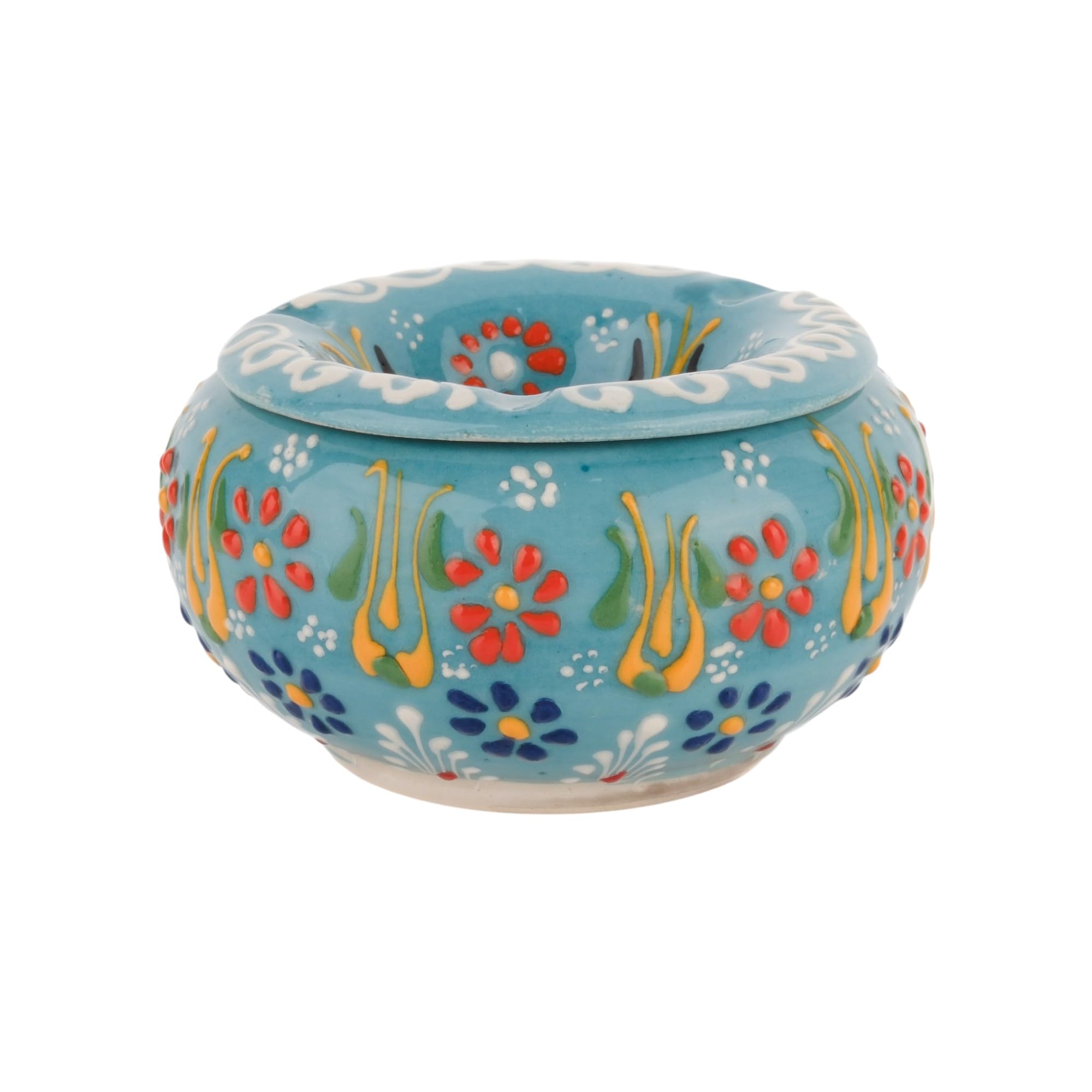 EVANILIFE Decorative Ceramic Jar with Turquoise Finish – Handmade Windproof Lid, Turkish Home Decor