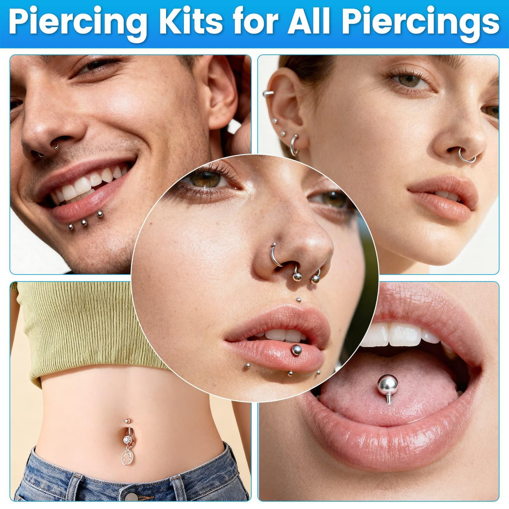 Evatage 163PCS Body Piercing Kit | 14G/16G/20G Needles & Jewelry