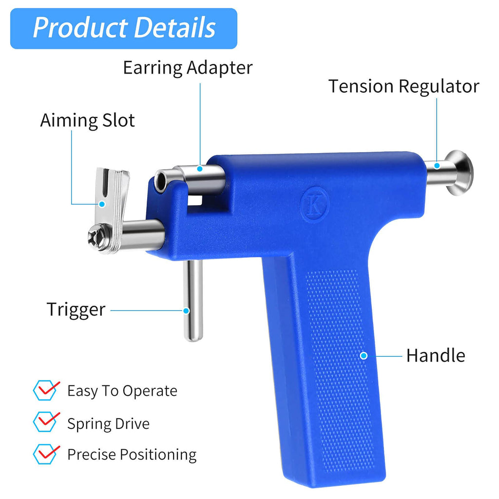 Evatage Reusable Ear Piercing Gun Kit – At-Home Professional Piercing Tool with Stainless Steel Studs