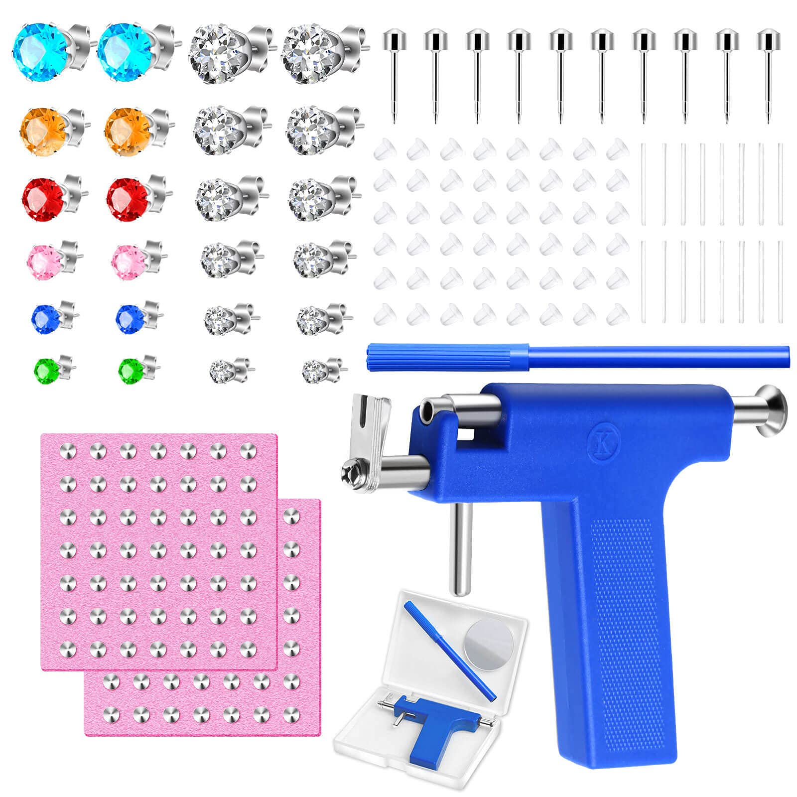 Evatage Reusable Ear Piercing Gun Kit – At-Home Professional Piercing Tool with Stainless Steel Studs