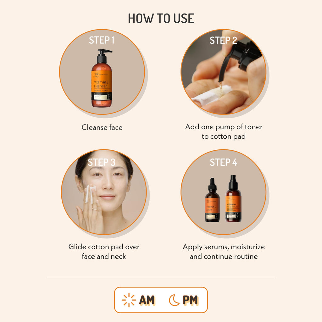 Eve Hansen Vitamin C Toner for Face | Hydrating Toner with Aloe, Citric Acid & Tea Tree