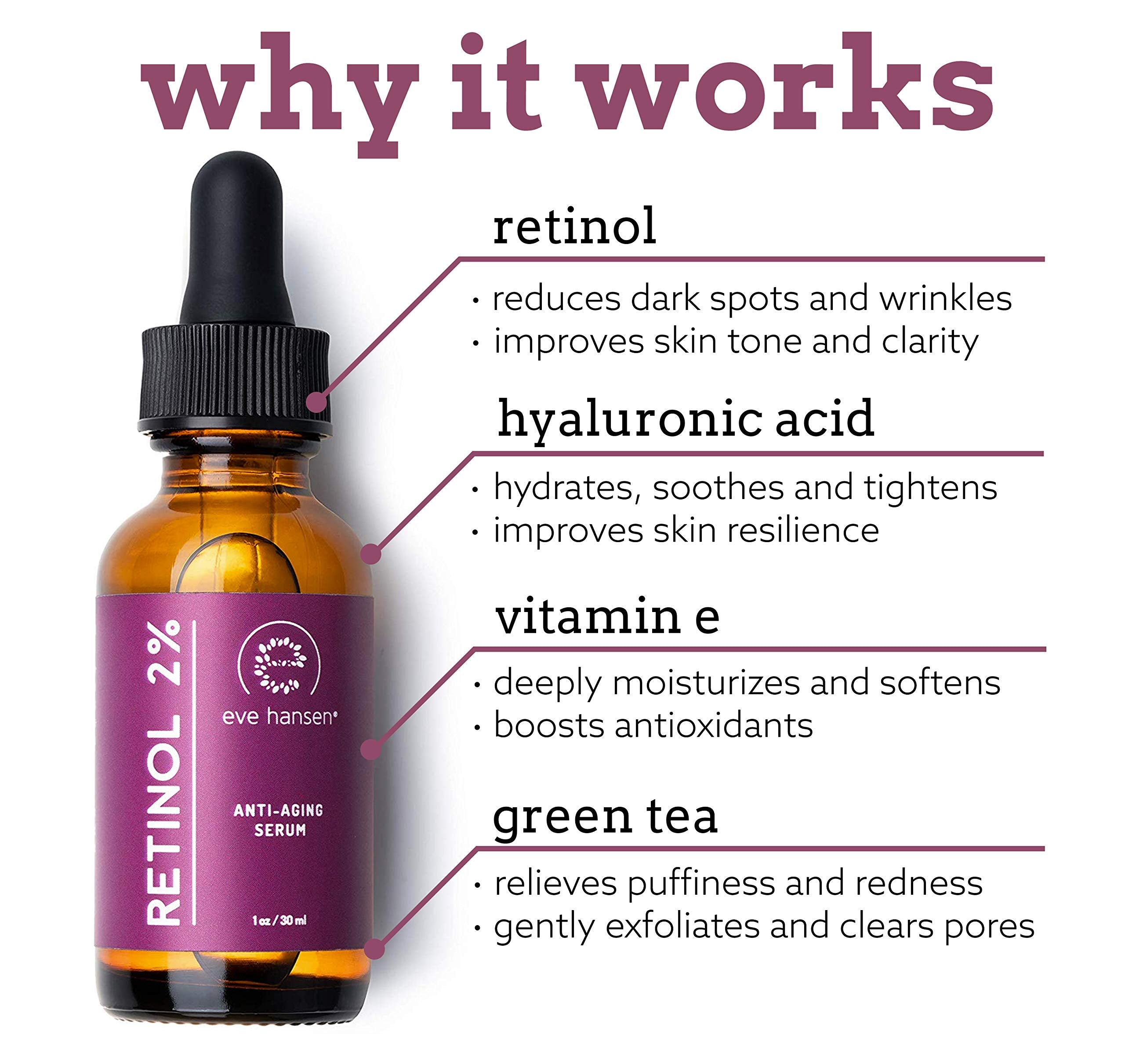 Eve Hansen Anti-Aging Retinol Serum for Face | 2% Organic Retinol Night Serum