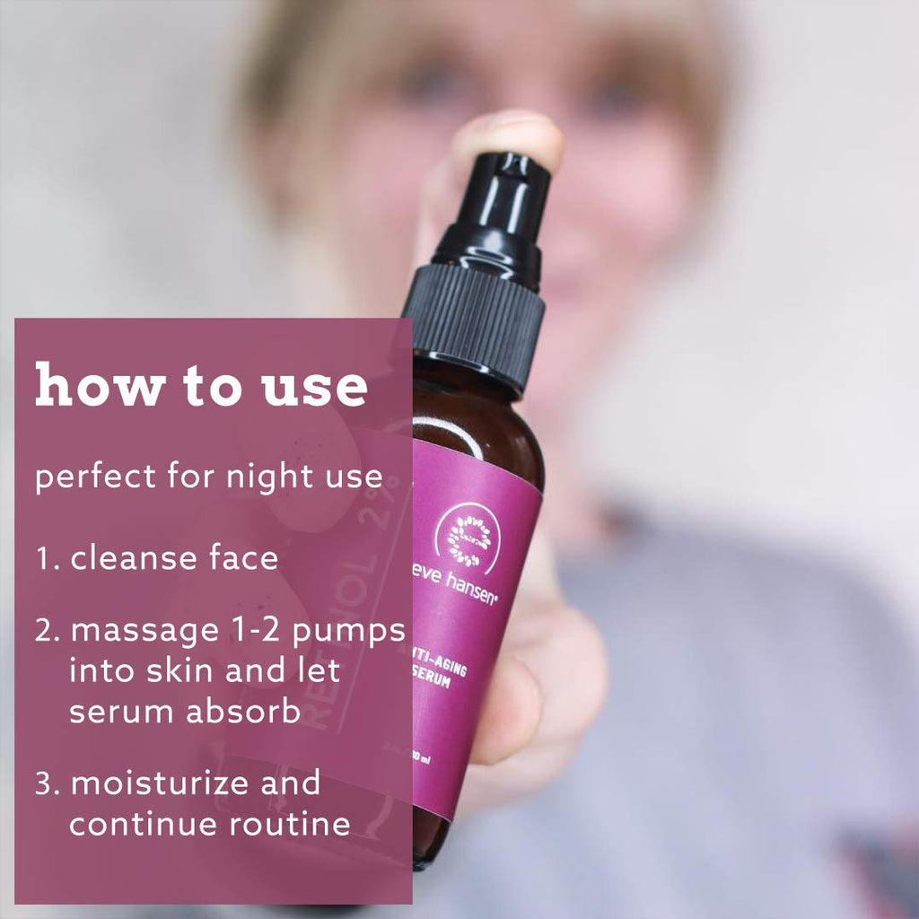 Eve Hansen Anti-Aging Retinol Serum for Face | 2% Organic Retinol Night Serum