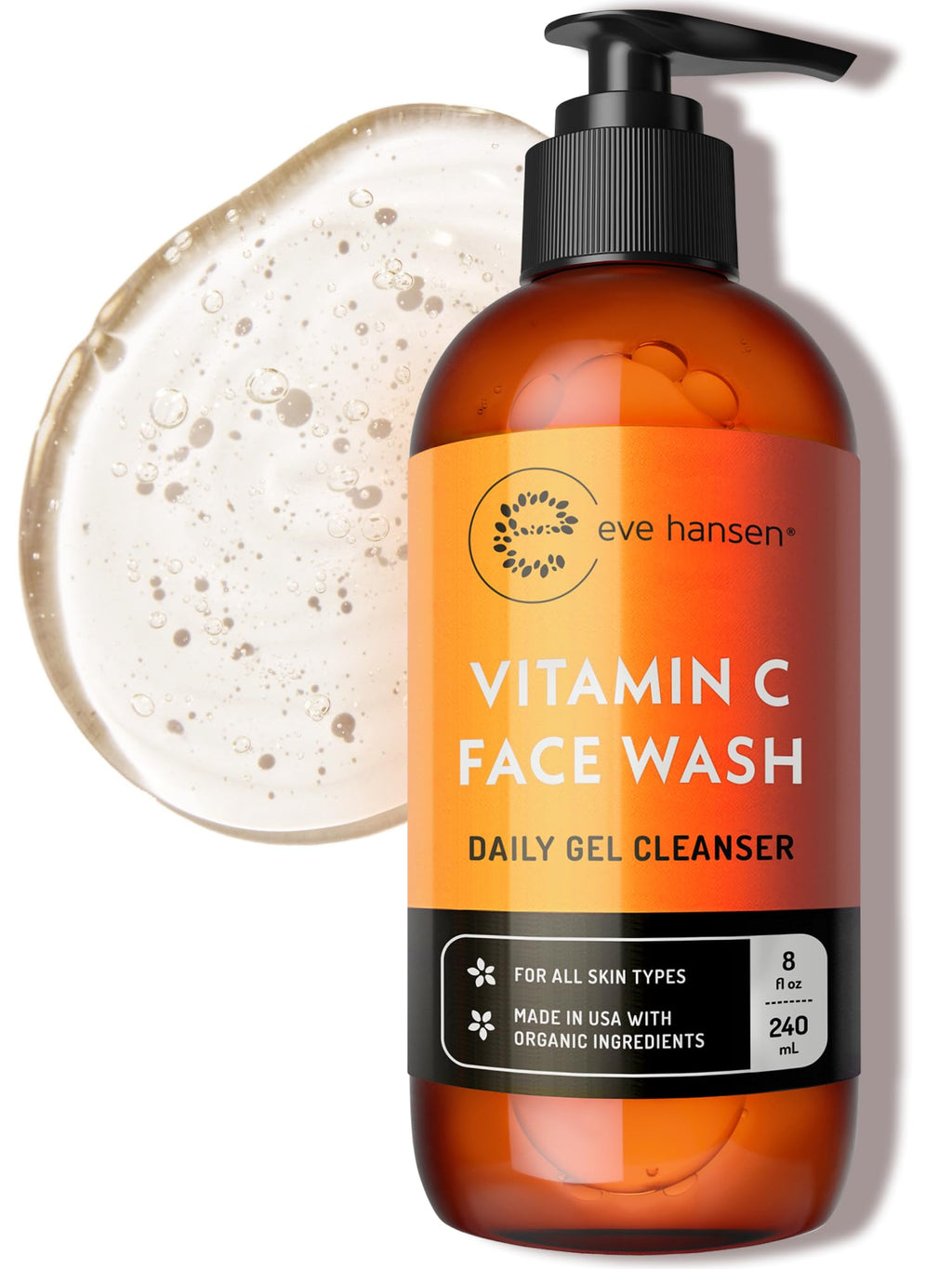 Eve Hansen Vitamin C Cleanser - 8 oz Gentle Face Wash for Uneven Tone, Age Spots & Fine Lines