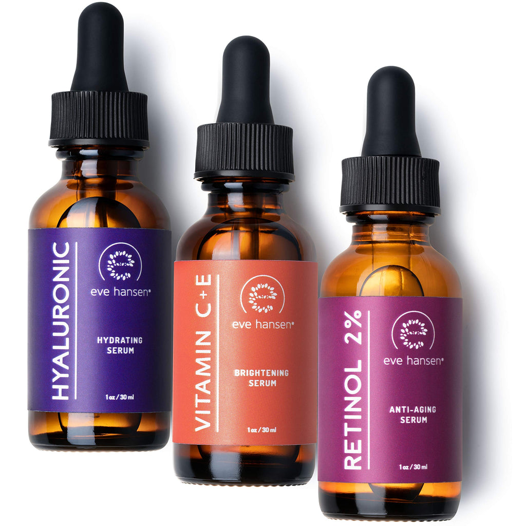 Eve Hansen Facial Serum Set – Vitamin C, Hyaluronic Acid, Retinol – Hydrating Anti-Aging Trio