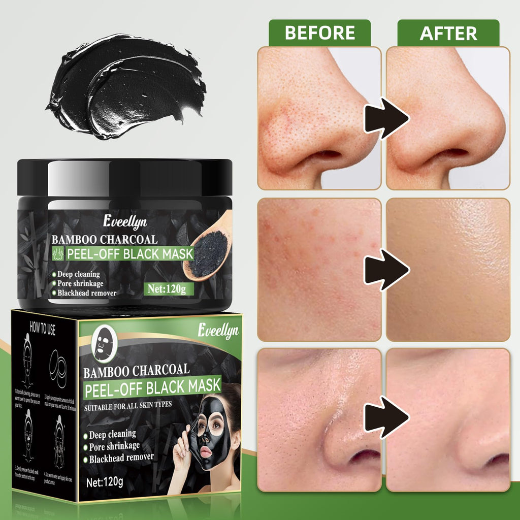 Eveellyn Blackhead Remover Mask - Bamboo Charcoal Peel Off for Deep Cleansing & Pore Refinement (120ml)