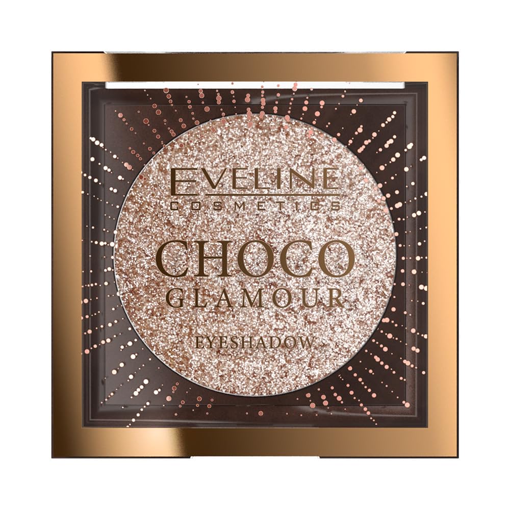 Eveline Cosmetics CHOCO GLAMOUR Mono Eyeshadow N01 Moon Sparkle – Luxury Topper for Wet or Dry Application