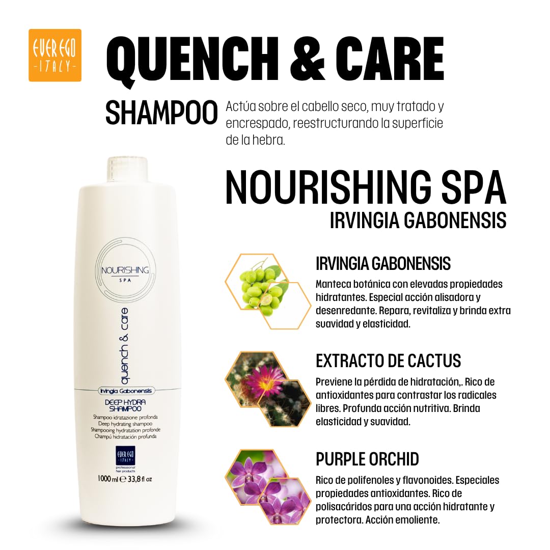 Ever Ego Italy Deep Hydra Shampoo – Hydration for Dry, Frizzy & Treated Hair | 1 L