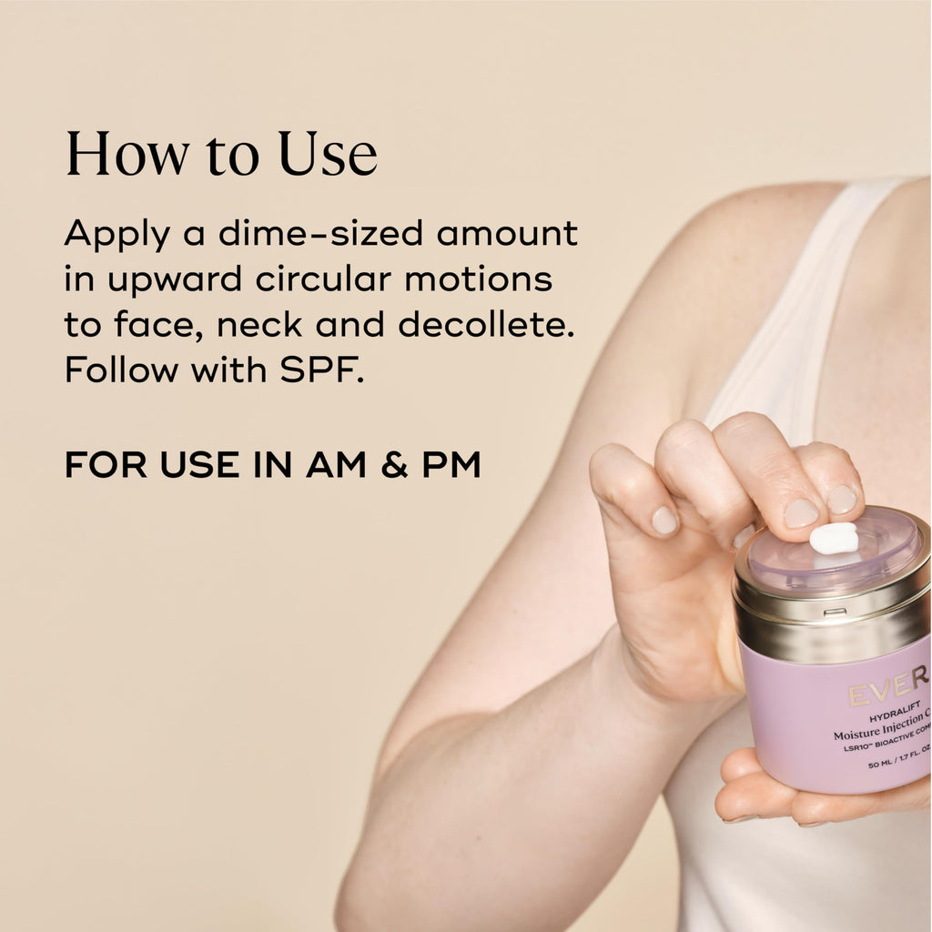 EVER Hydralift Moisturizer for Normal Skin – 70% Moisture Retention Boost, Clinically Tested to Reduce Aging Signs, 1.7oz (50ml) – Made in USA