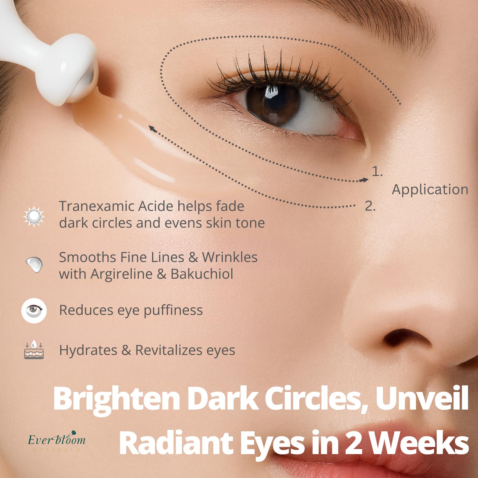 Everbloom Naturals Tranexamic Eye Serum Roller — Bakuchiol, Argireline & Caffeine for Dark Circles