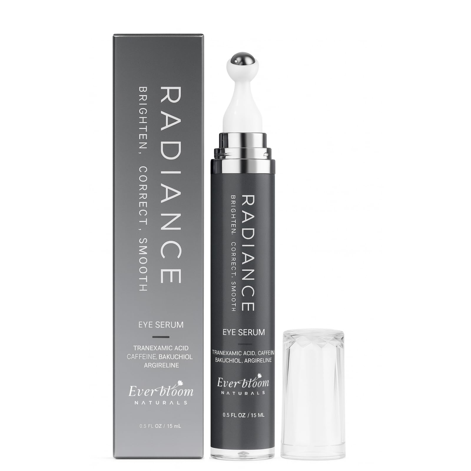 Everbloom Naturals Tranexamic Eye Serum Roller — Bakuchiol, Argireline & Caffeine for Dark Circles