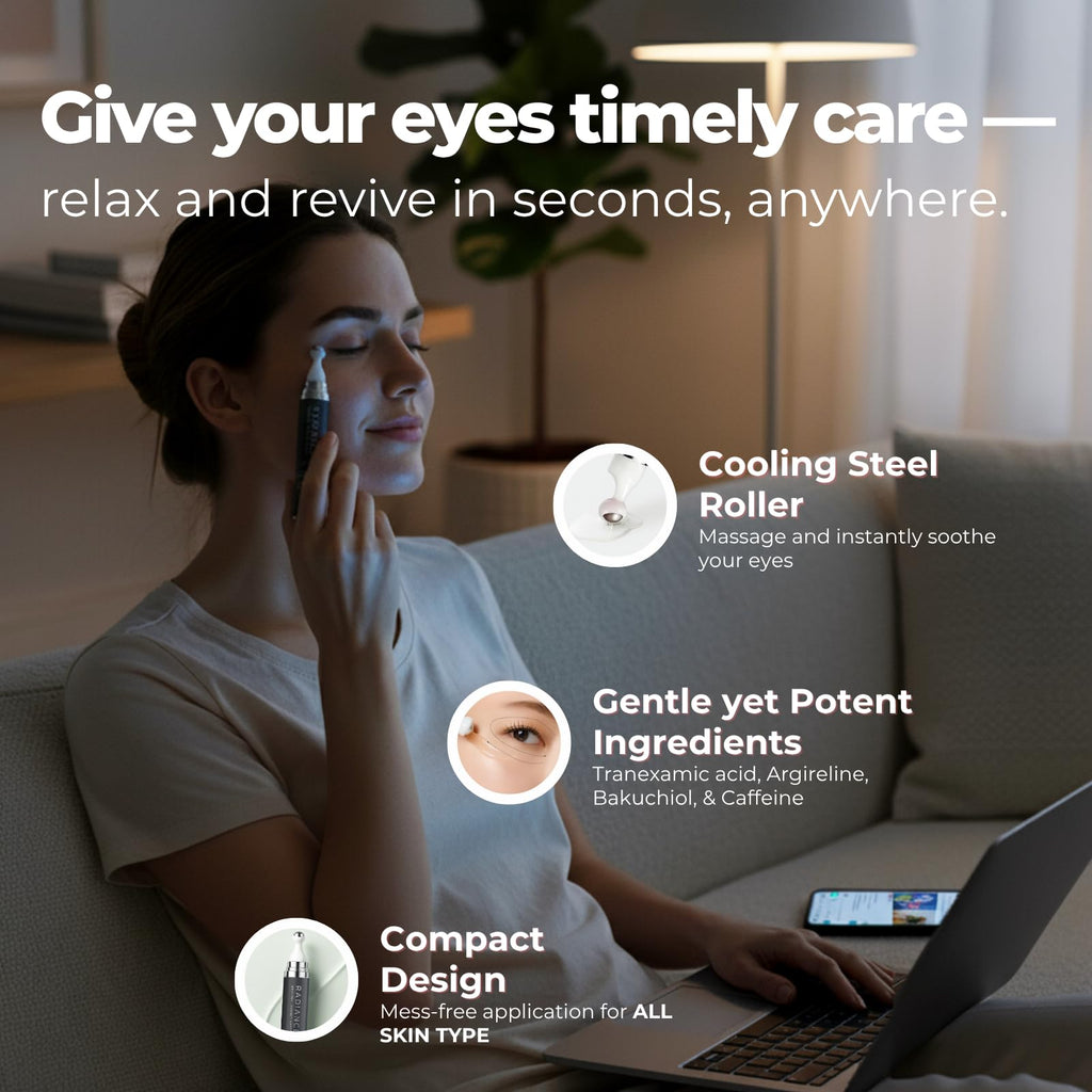 Everbloom Naturals Tranexamic Eye Serum Roller — Bakuchiol, Argireline & Caffeine for Dark Circles
