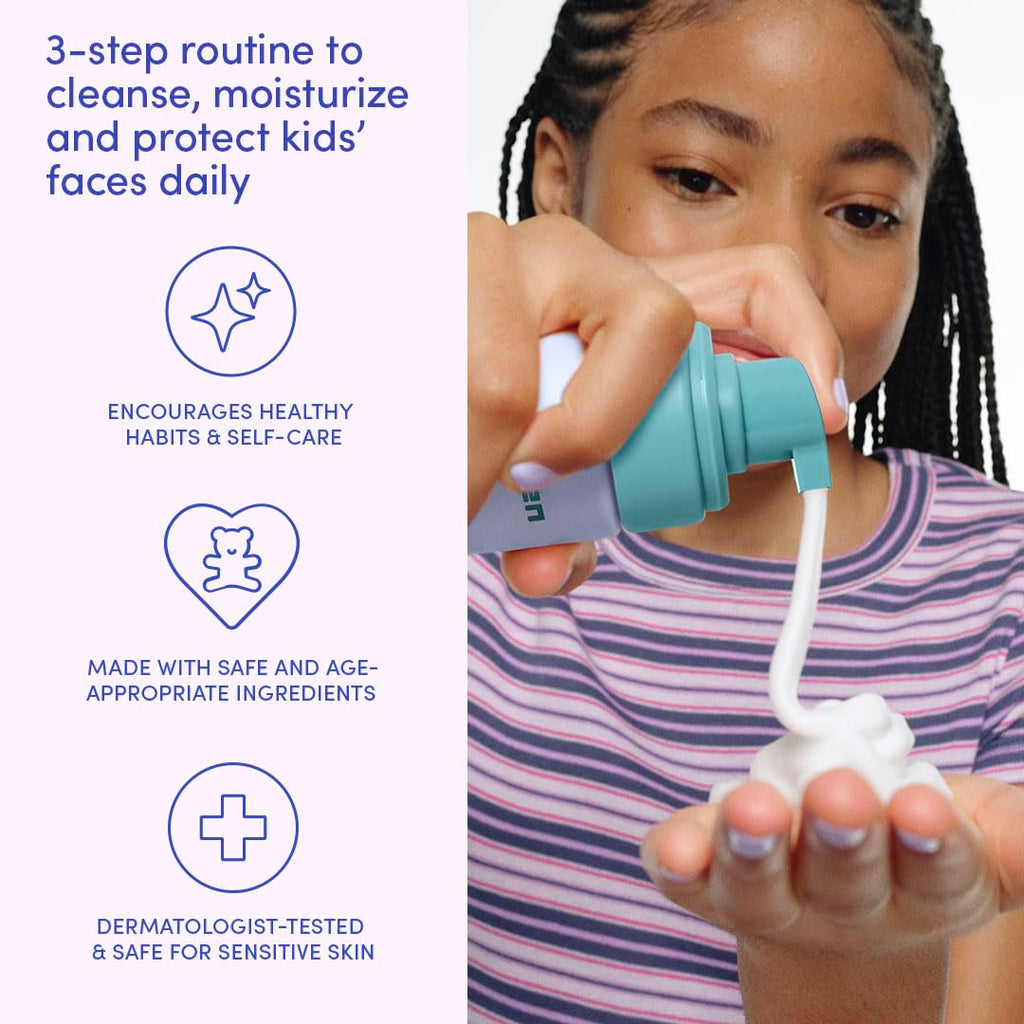 Evereden Daily 1-2-3 Routine: Fragrance-Free Kids Skincare Set — Cleanser, Hydration & SPF 30 Mineral Sunscreen
